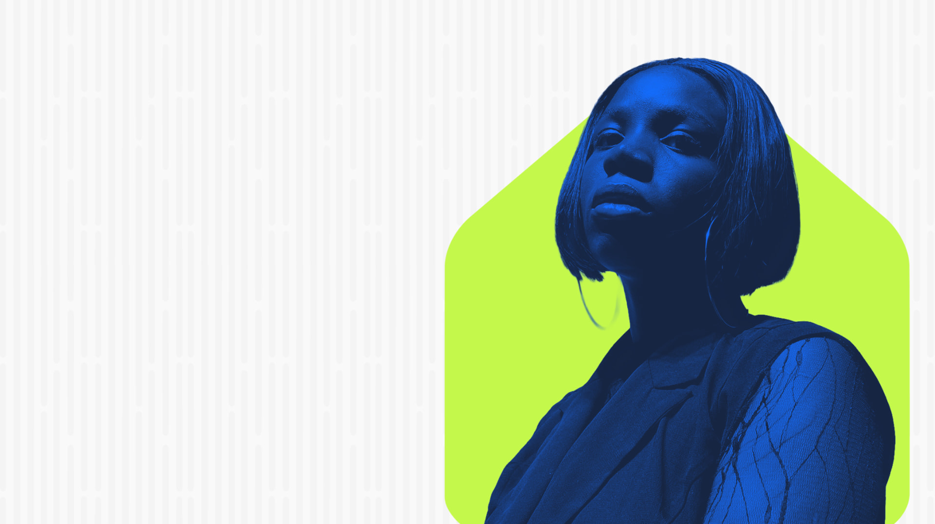 Black creative leader portrayed against a vivid lime architectural form